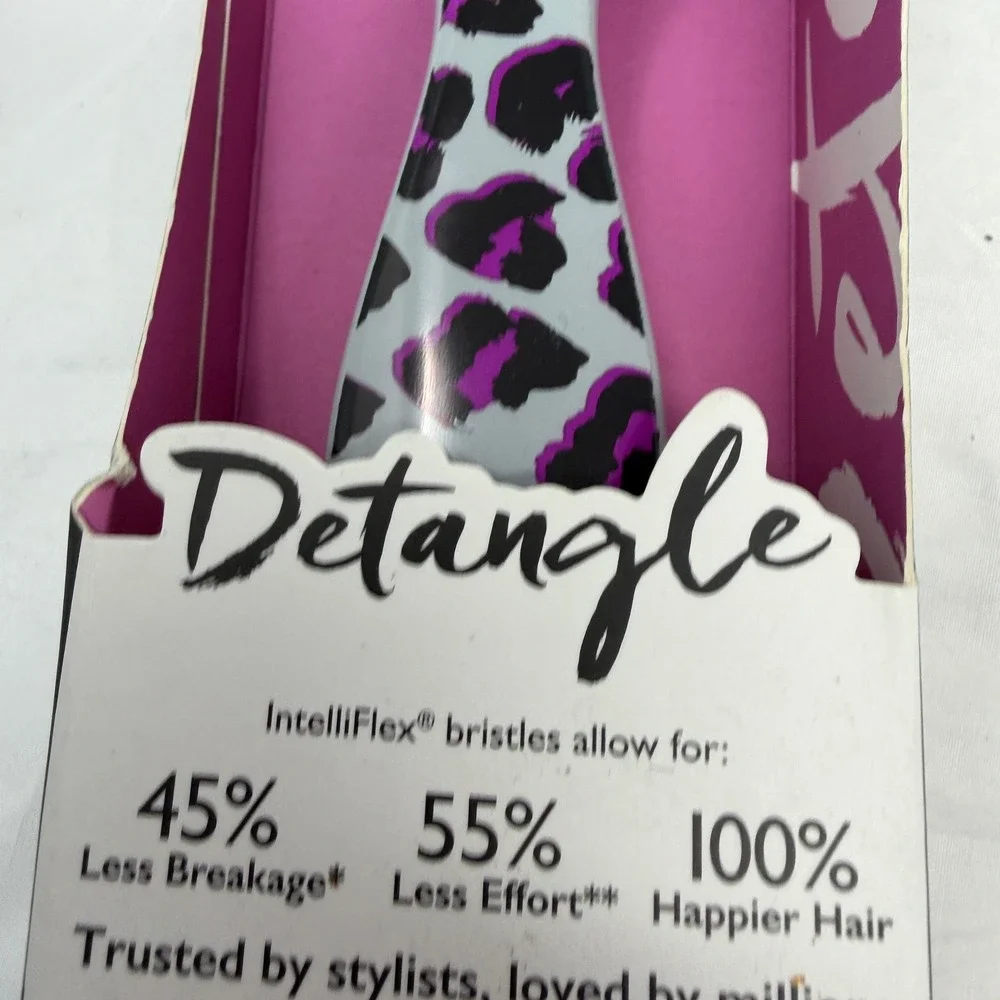 Wet Brush Original Detangler Hair Brush Purple Black Leopard Animal Print New